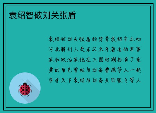 袁绍智破刘关张盾